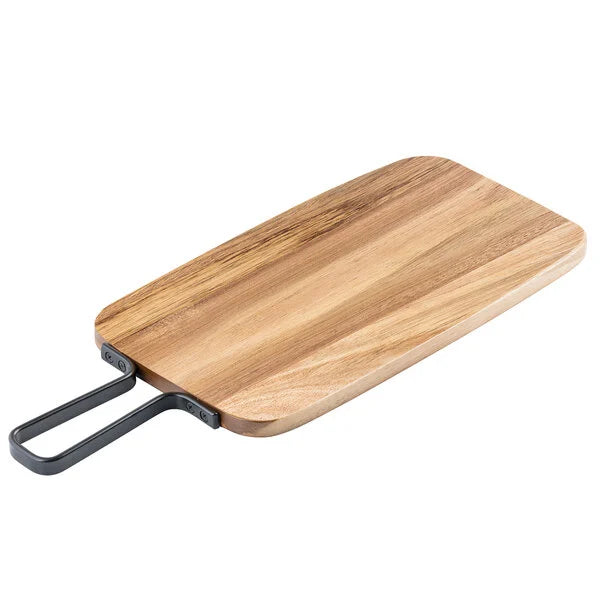 Custom Rectangular Acacia Wood Serving Board with Metal Handle