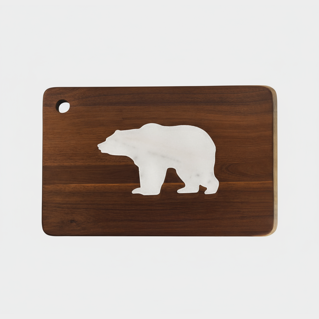 Custom Marble and Wood Bear Charcuterie Board