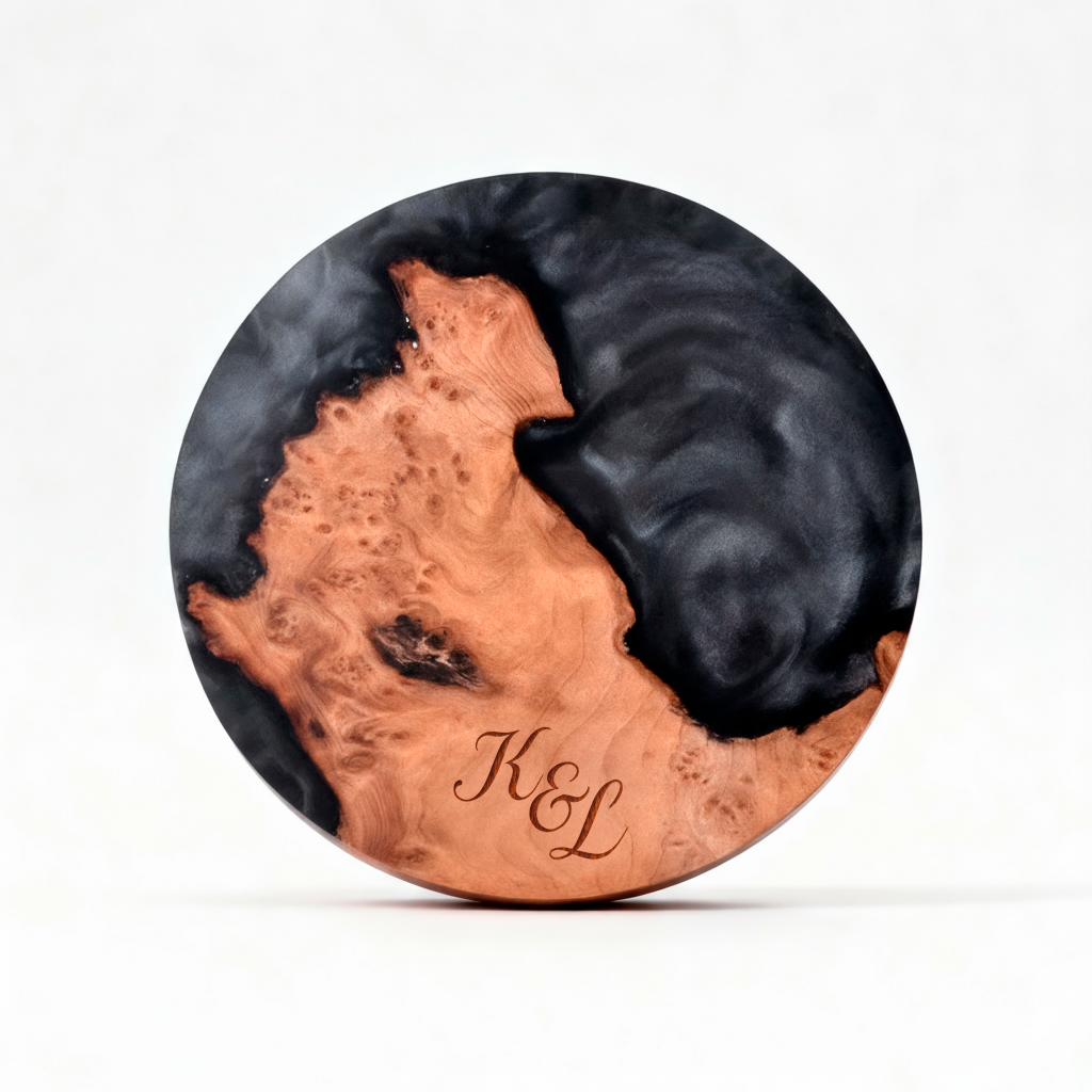 Custom Wood & Epoxy Resin Coaster Set of 4