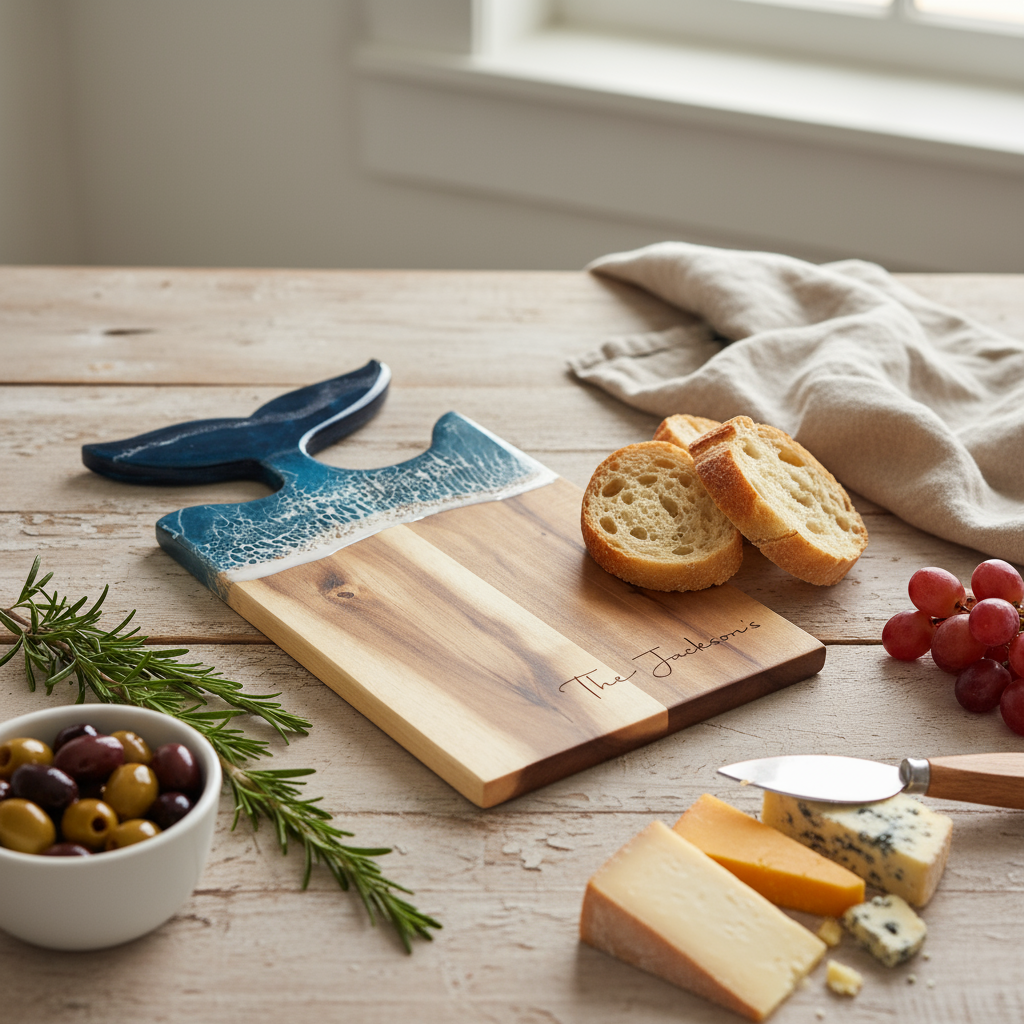 Custom Whale Acacia Wood Cutting Board Resin