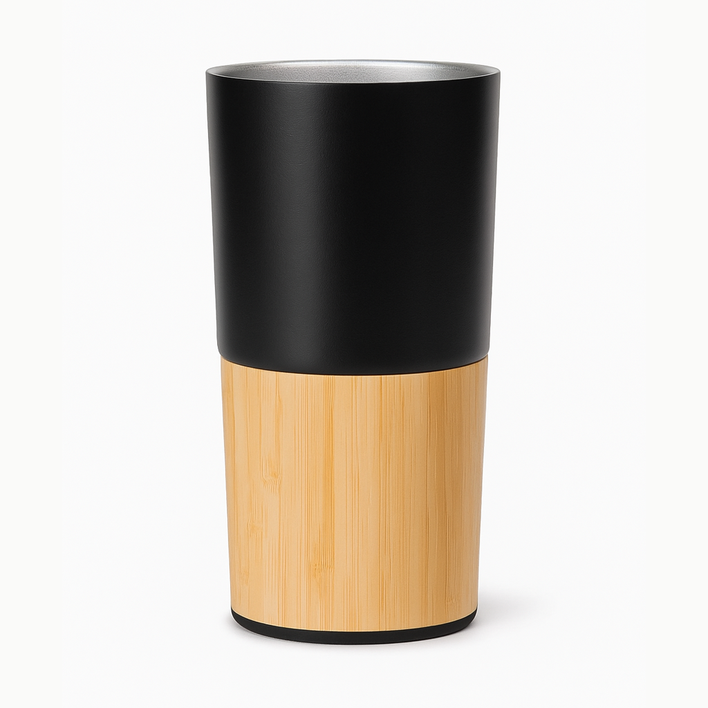 Custom 16oz Bamboo &amp; Stainless Coffee Tumbler