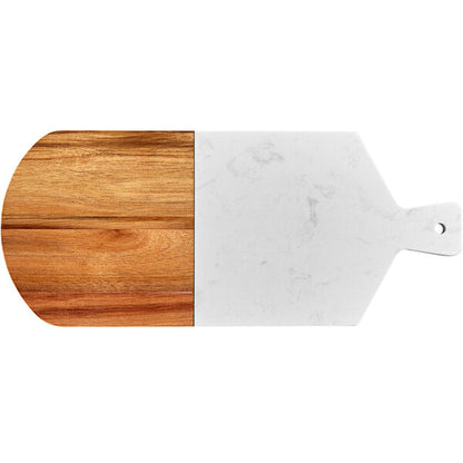 Custom White Marble and Acacia Wood Cutting Board Mountain 01