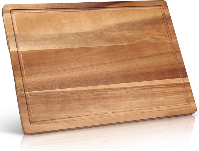Custom Rectangular Acacia Wood Serving Board with Grooves
