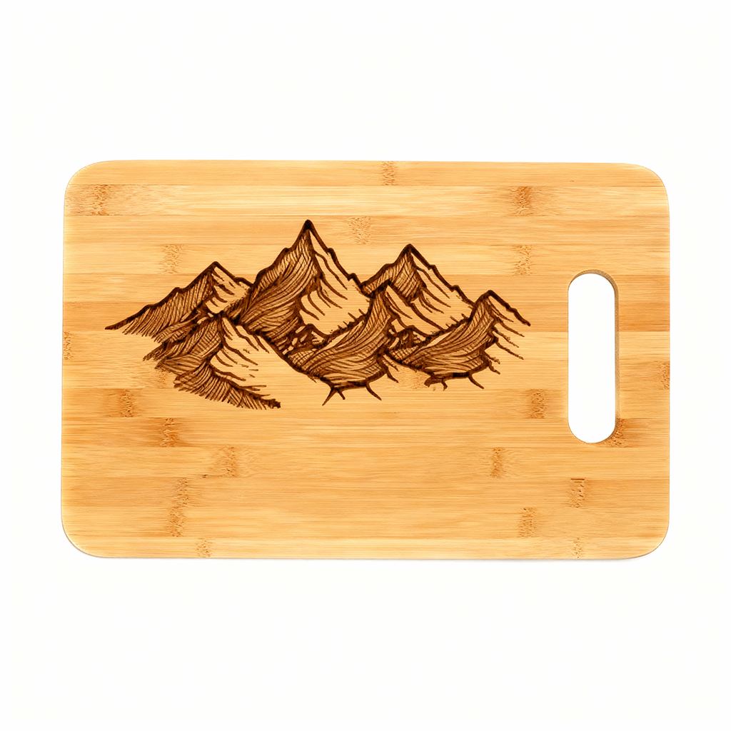 Custom Bamboo Cutting Board (Mountains)