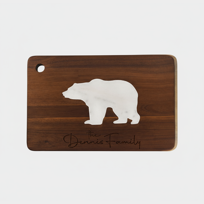 Custom Marble and Wood Bear Charcuterie Board