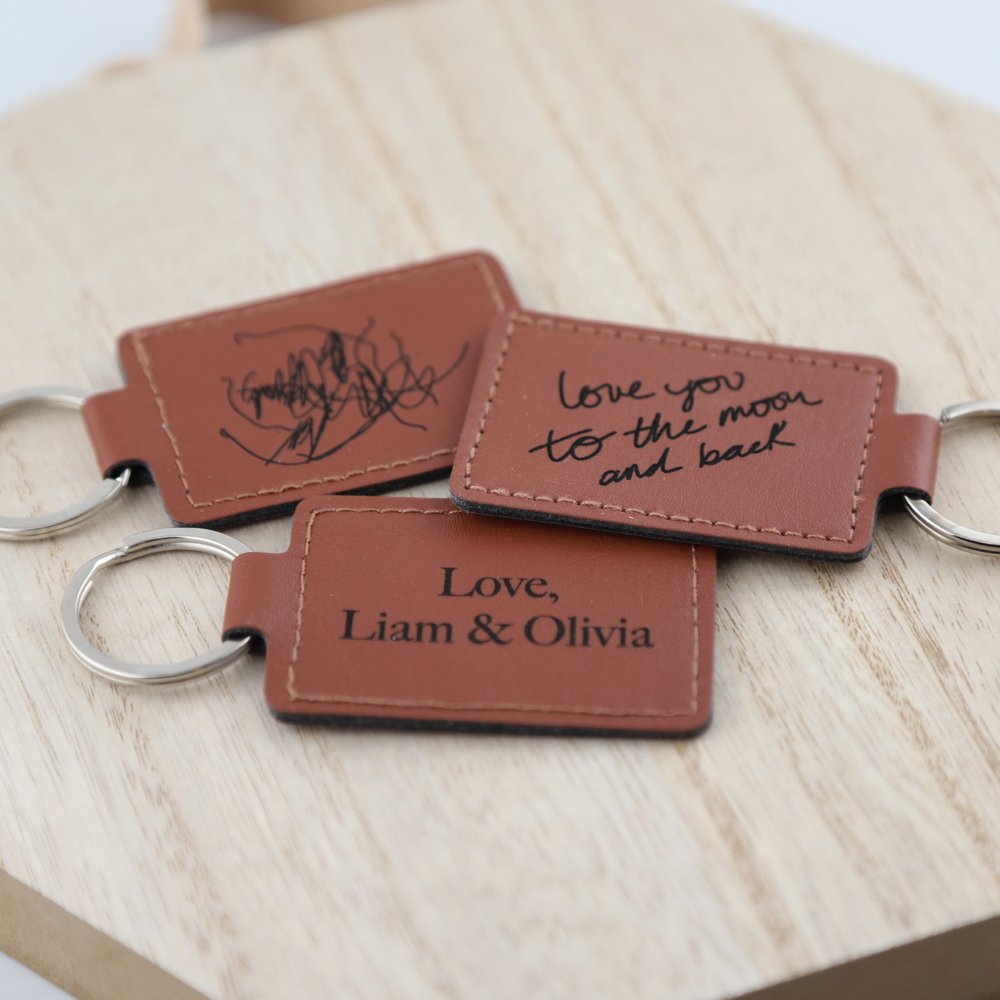 Custom Faux Leather Rectangle Keychain