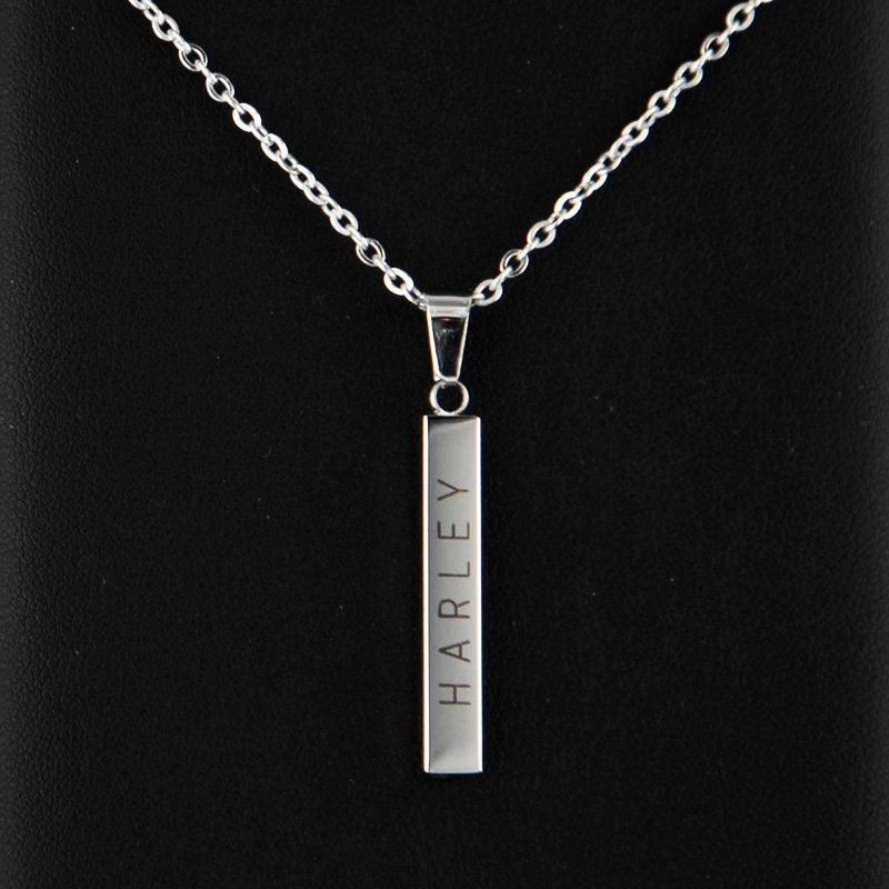 Custom Stainless Steel 4-Sided Bar Necklace