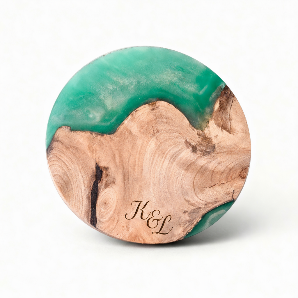 Custom Wood &amp; Epoxy Resin Coaster Set of 4