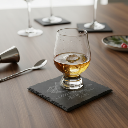 Custom Engraved Natural Stone Drink Coasters Set