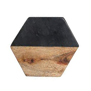 Custom Marble &amp; Acacia Wood Coasters Set