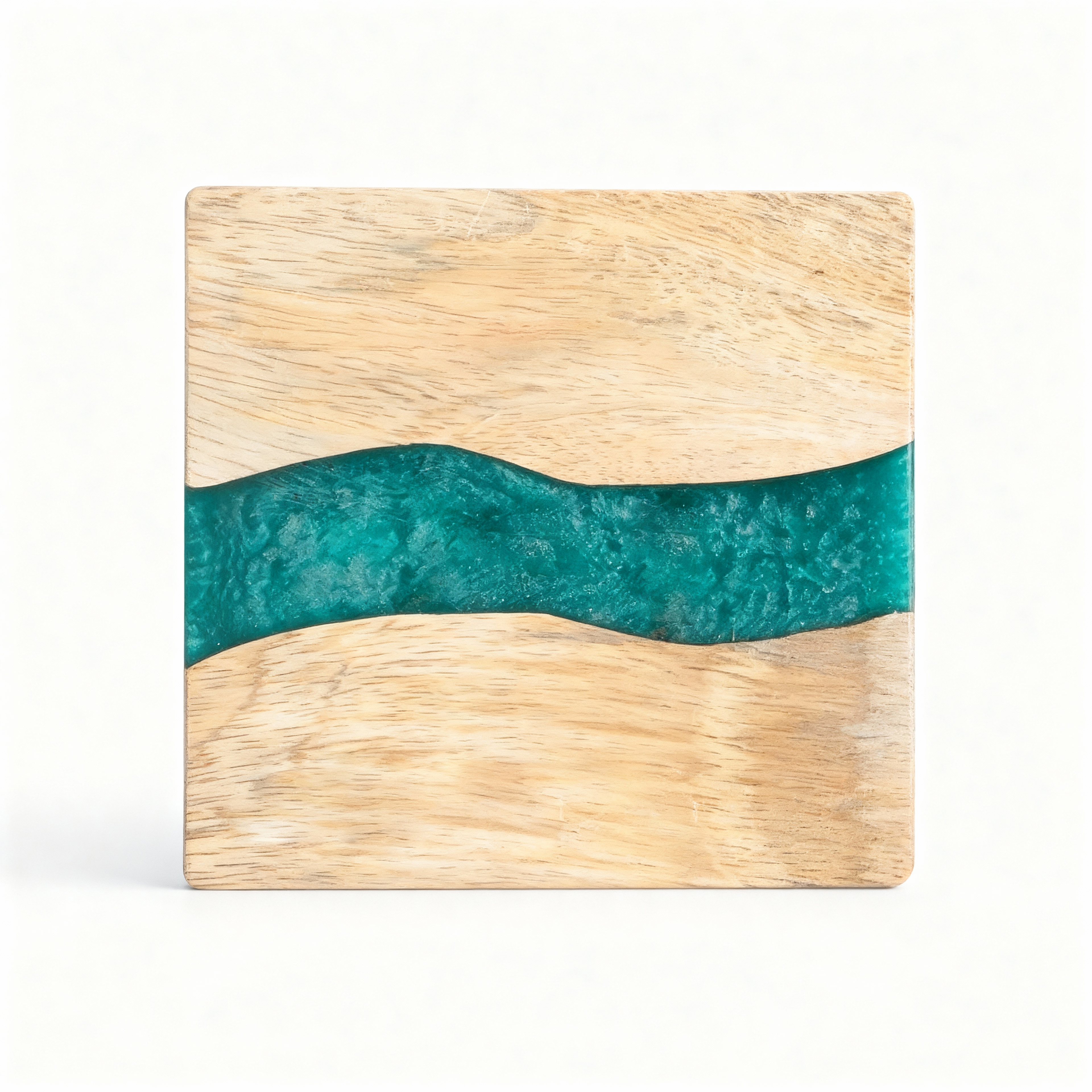 Custom Wood &amp; Epoxy Resin Coaster Set with Stand Draw