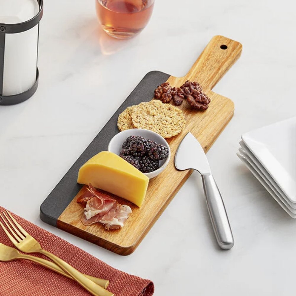 Custom Skinny Black Marble and Acacia Wood Cutting Board